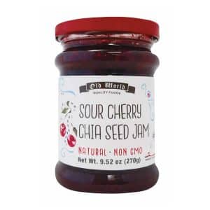 Old World Sour Cherry Chia Seed Fruit Jam, 9.52 oz Jar, Case of 6