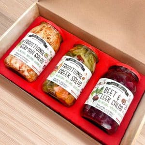 Assorted Vegetables Gift Pack Set with German, Greek, and Beet and Leek Salads, 32 oz