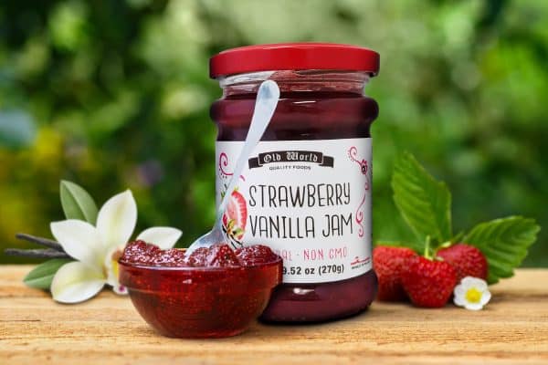 Old World Strawberry Vanilla Fruit Jam, 9.52 oz Jar, Case of 6 - Image 3